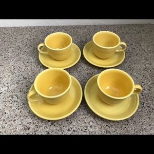 Set of 4 Fiesta Tea Cups and Saucers in Sunflower
